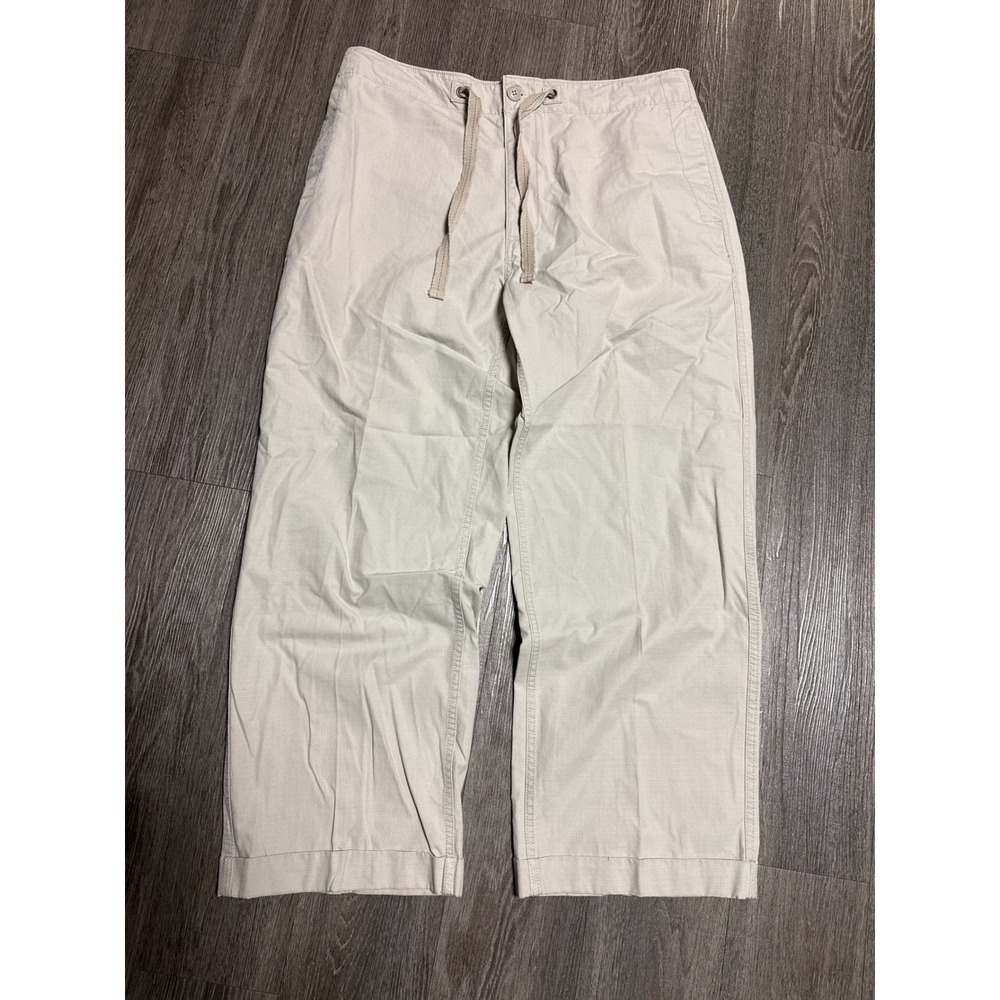 Gap Mens Baggy Ripstop Cargo Pants XL Khaki Tan Drawstring Wide Leg Trousers